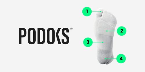 Zonas técnicas del calcetín Podoks